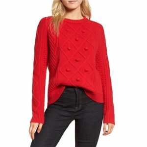 J. Crew Hawthorne Cable Knit Pom-Pom Sweater XL